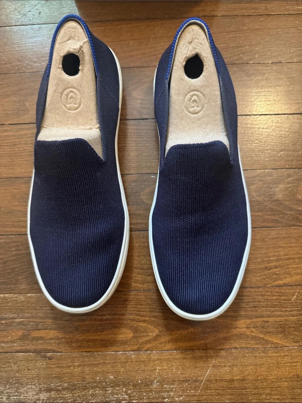 Women’s Rothy’s Slip-On Knit Loafers in Navy with White Sole